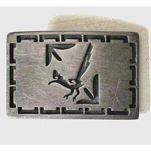 Roadrunner Pewter Belt Buckle Southwestern Style Vintage